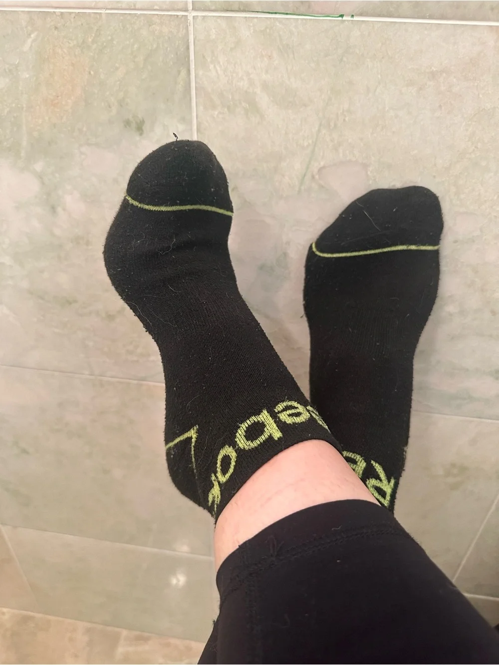 Black Crew Athletic Socks with Lime Accent - Women’s